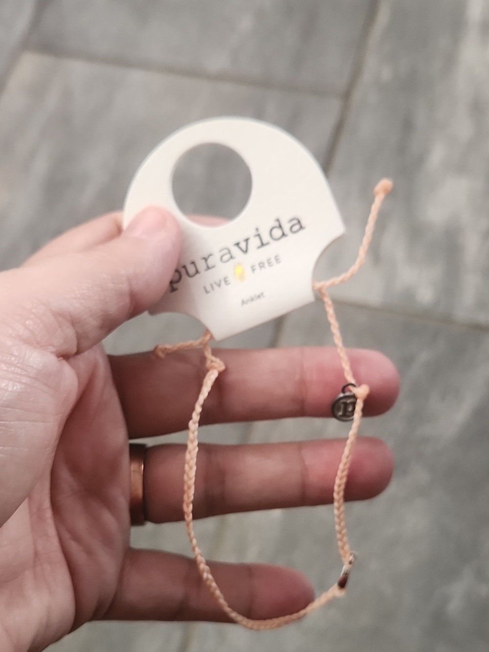 Pura Vida Peach Braided Cord Bracelet with Metal Charm